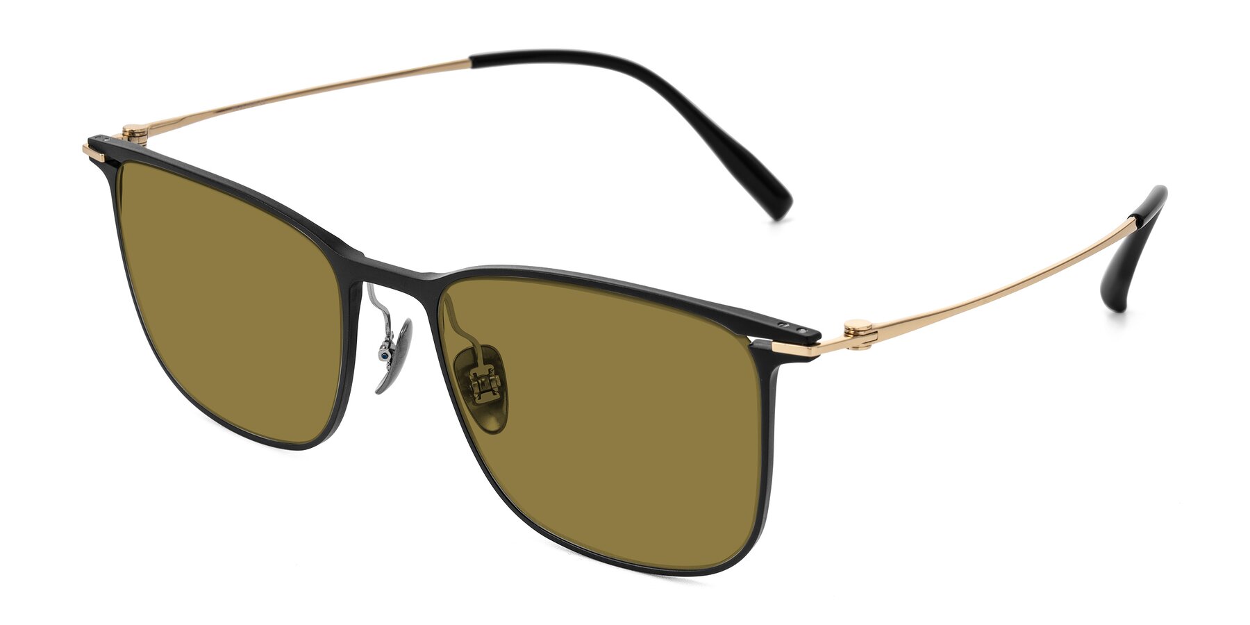 Angle of Moua in Black/Gold with Brown Polarized Lenses