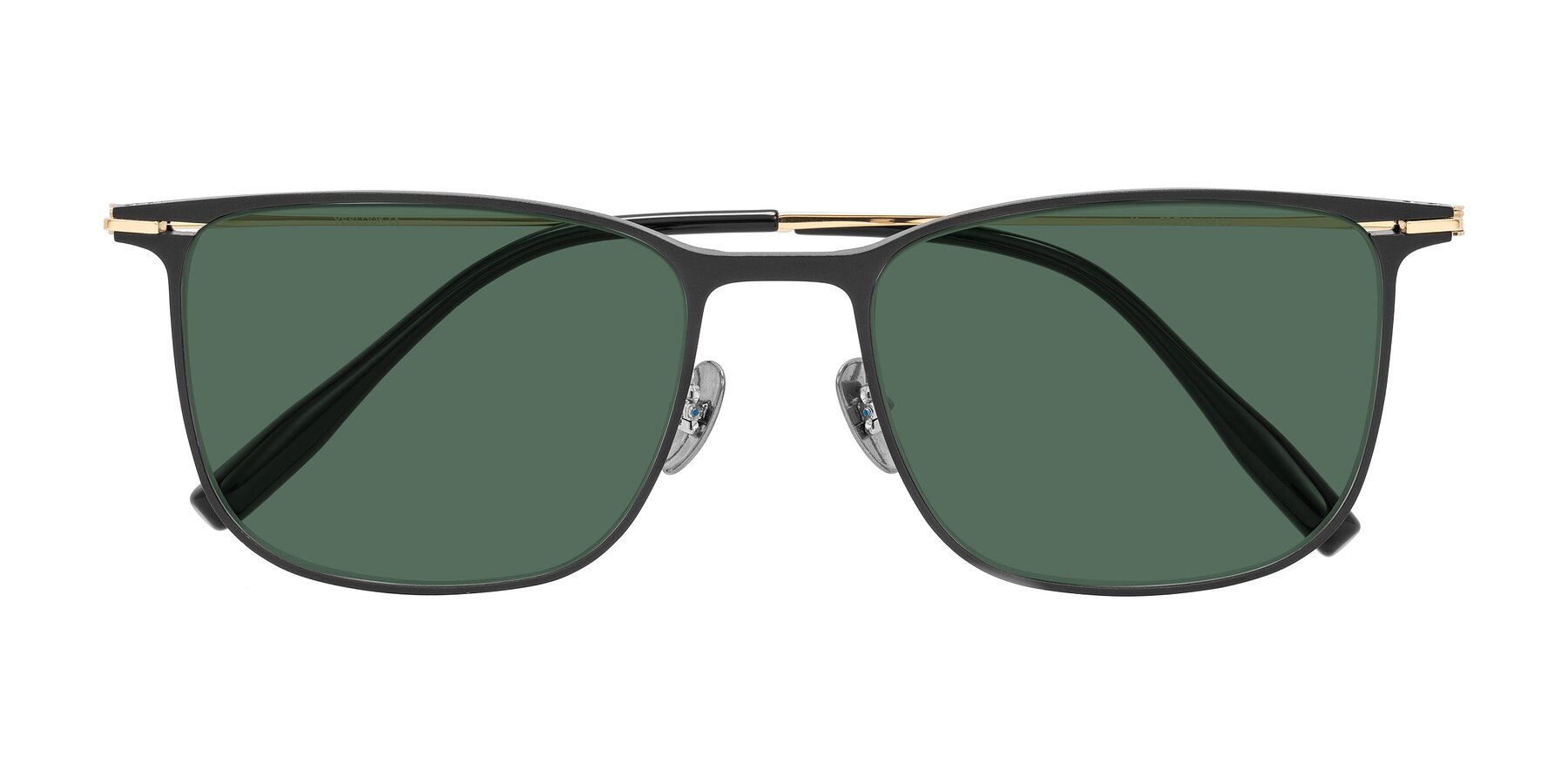 Folded Front of Moua in Black/Gold with Green Polarized Lenses