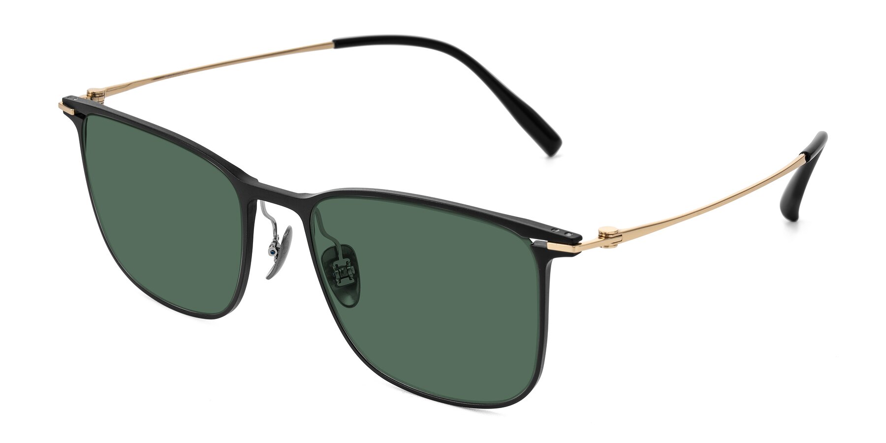 Angle of Moua in Black/Gold with Green Polarized Lenses