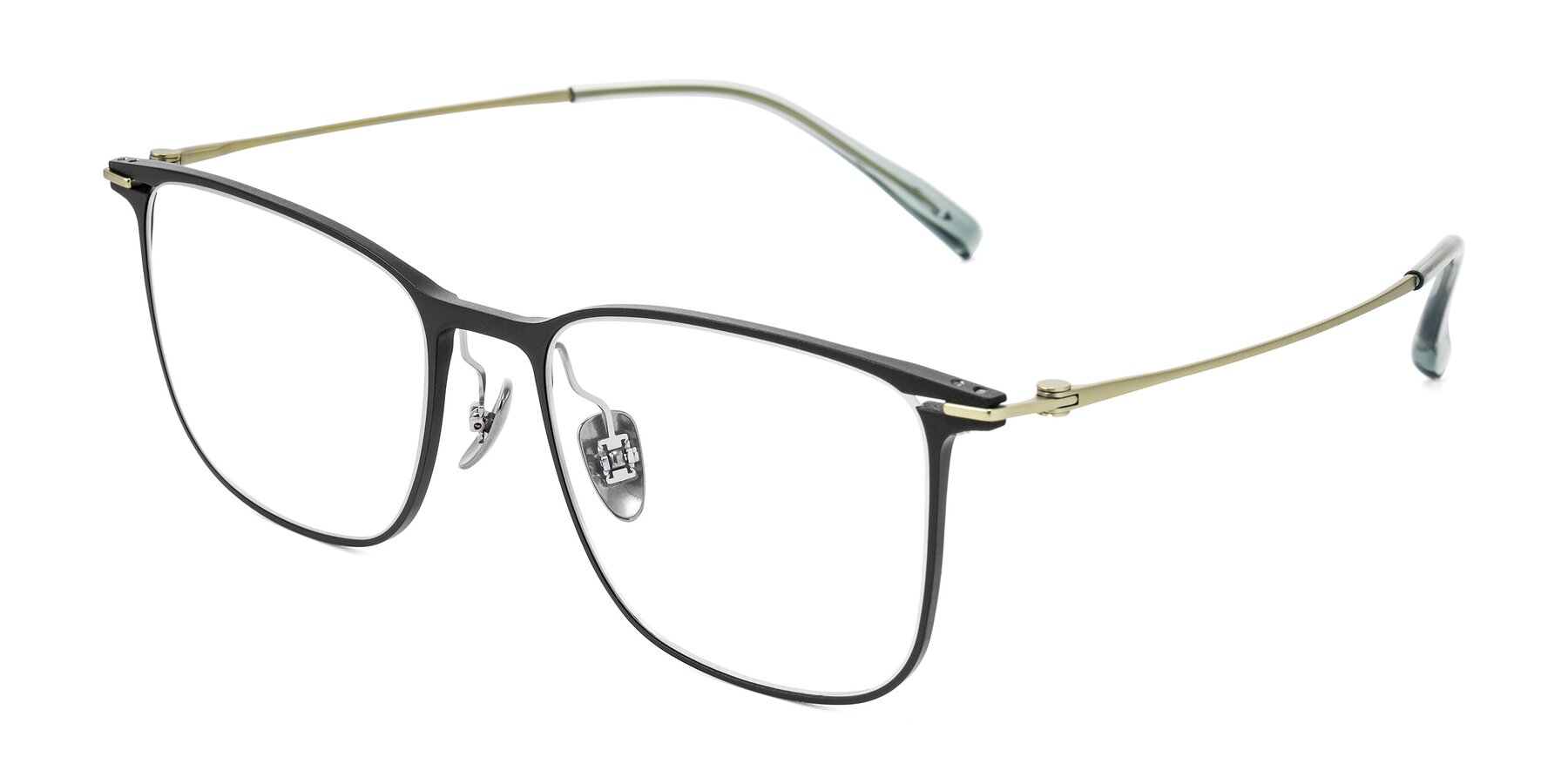 Angle of Moua in Black/Green with Clear Eyeglass Lenses