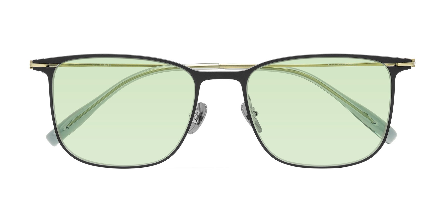 Folded Front of Moua in Black/Green with Light Green Tinted Lenses