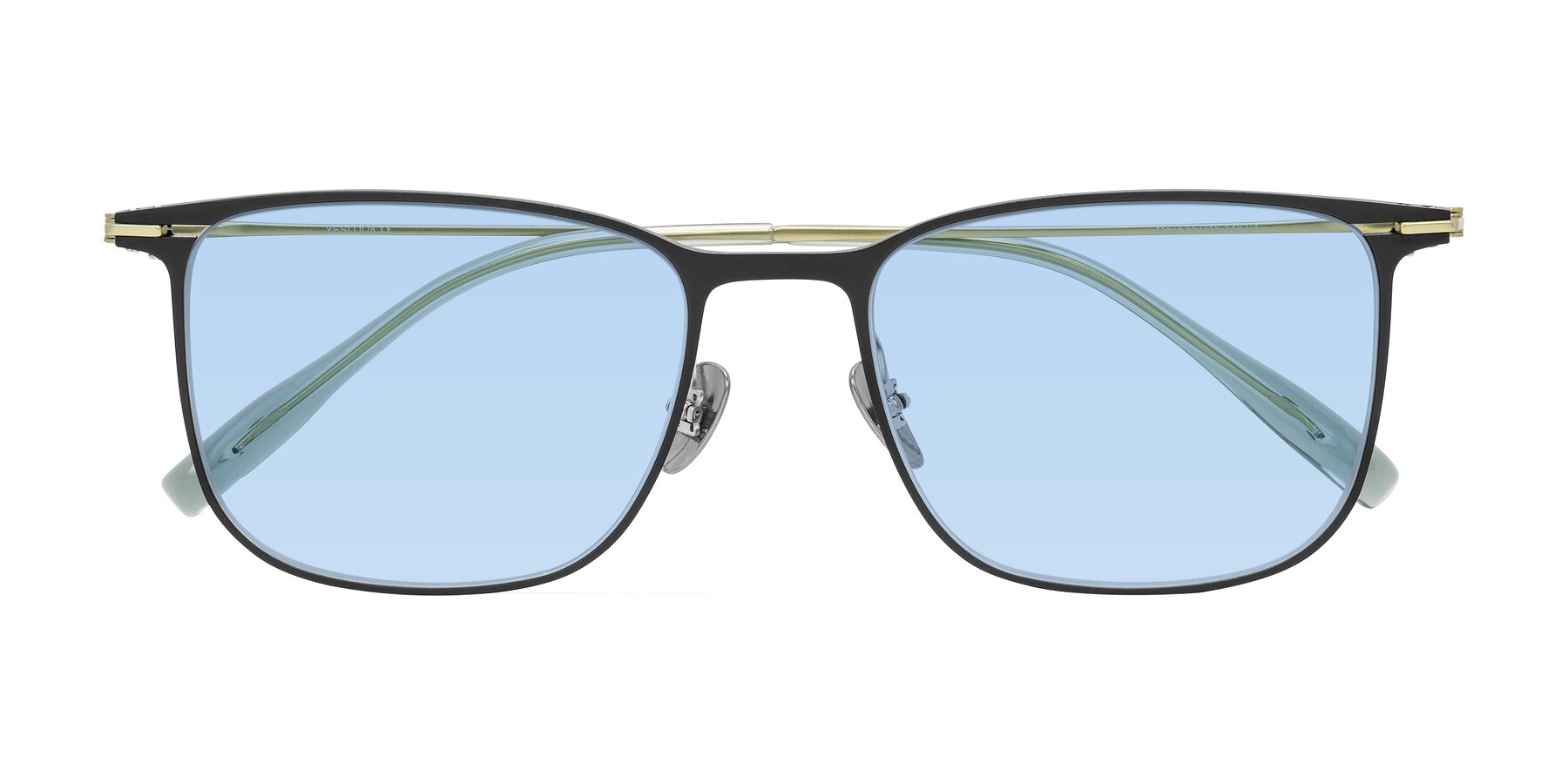 Folded Front of Moua in Black/Green with Light Blue Tinted Lenses