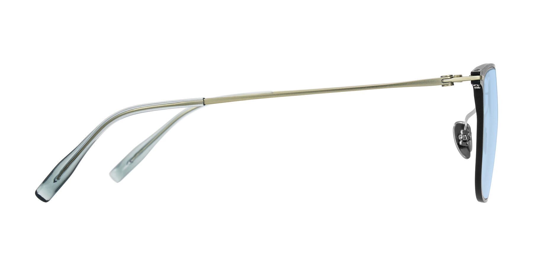 Side of Moua in Black/Green with Light Blue Tinted Lenses