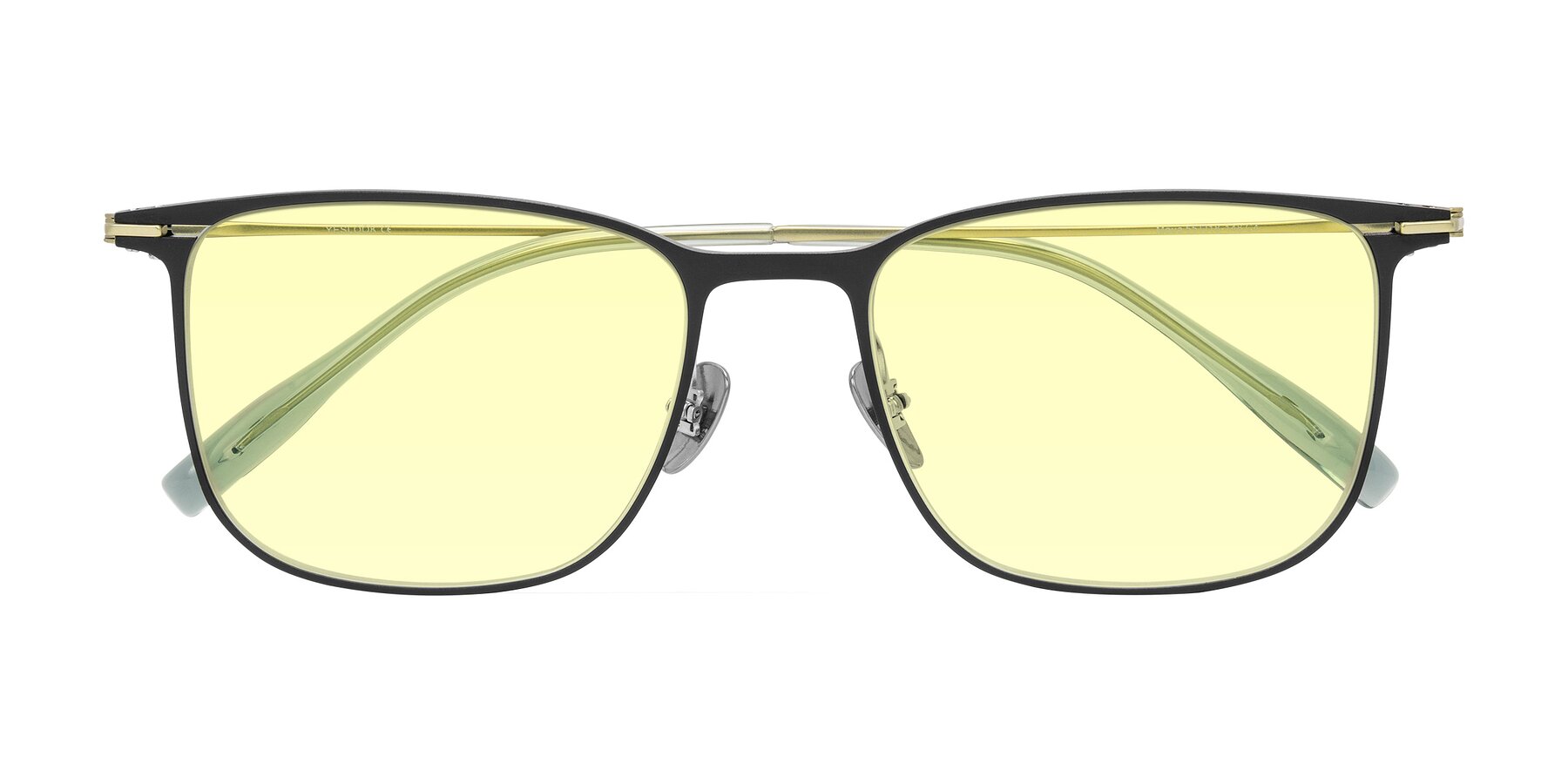 Folded Front of Moua in Black/Green with Light Yellow Tinted Lenses