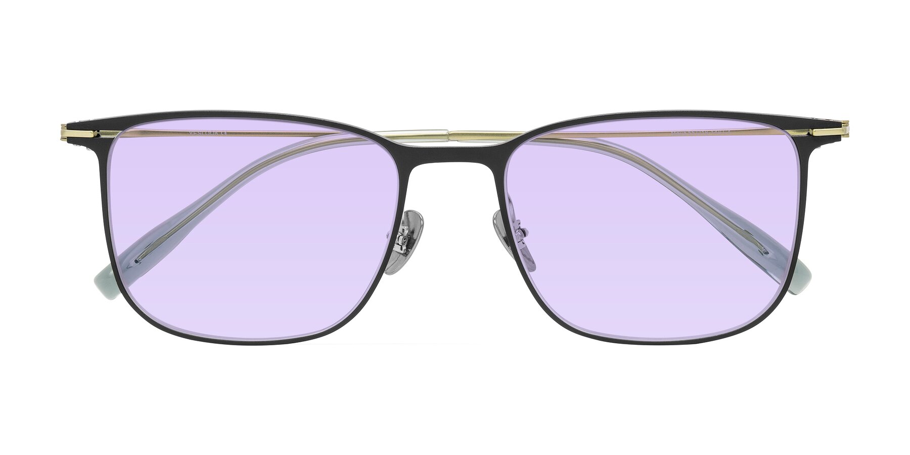 Folded Front of Moua in Black/Green with Light Purple Tinted Lenses