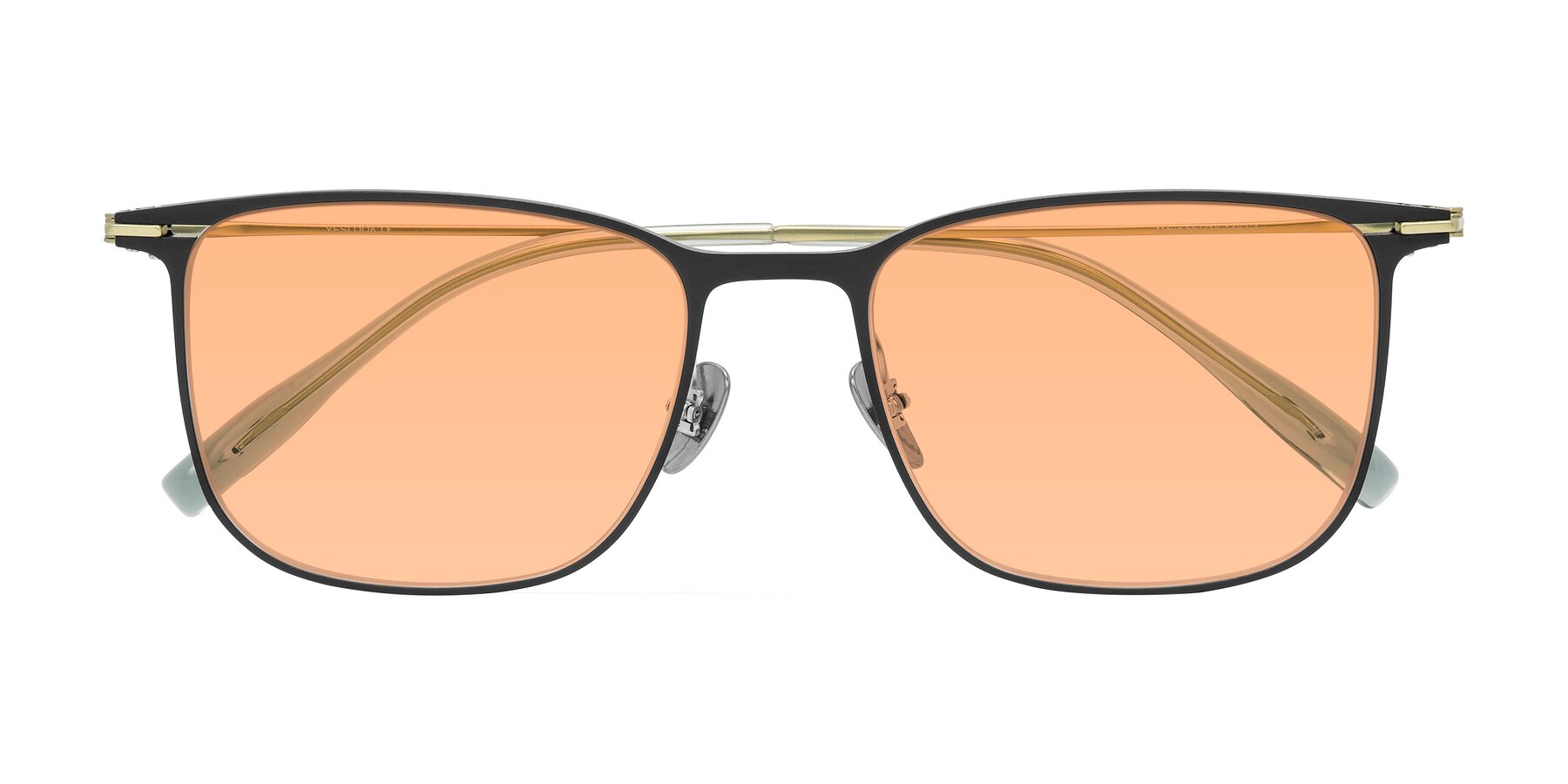 Folded Front of Moua in Black/Green with Light Orange Tinted Lenses