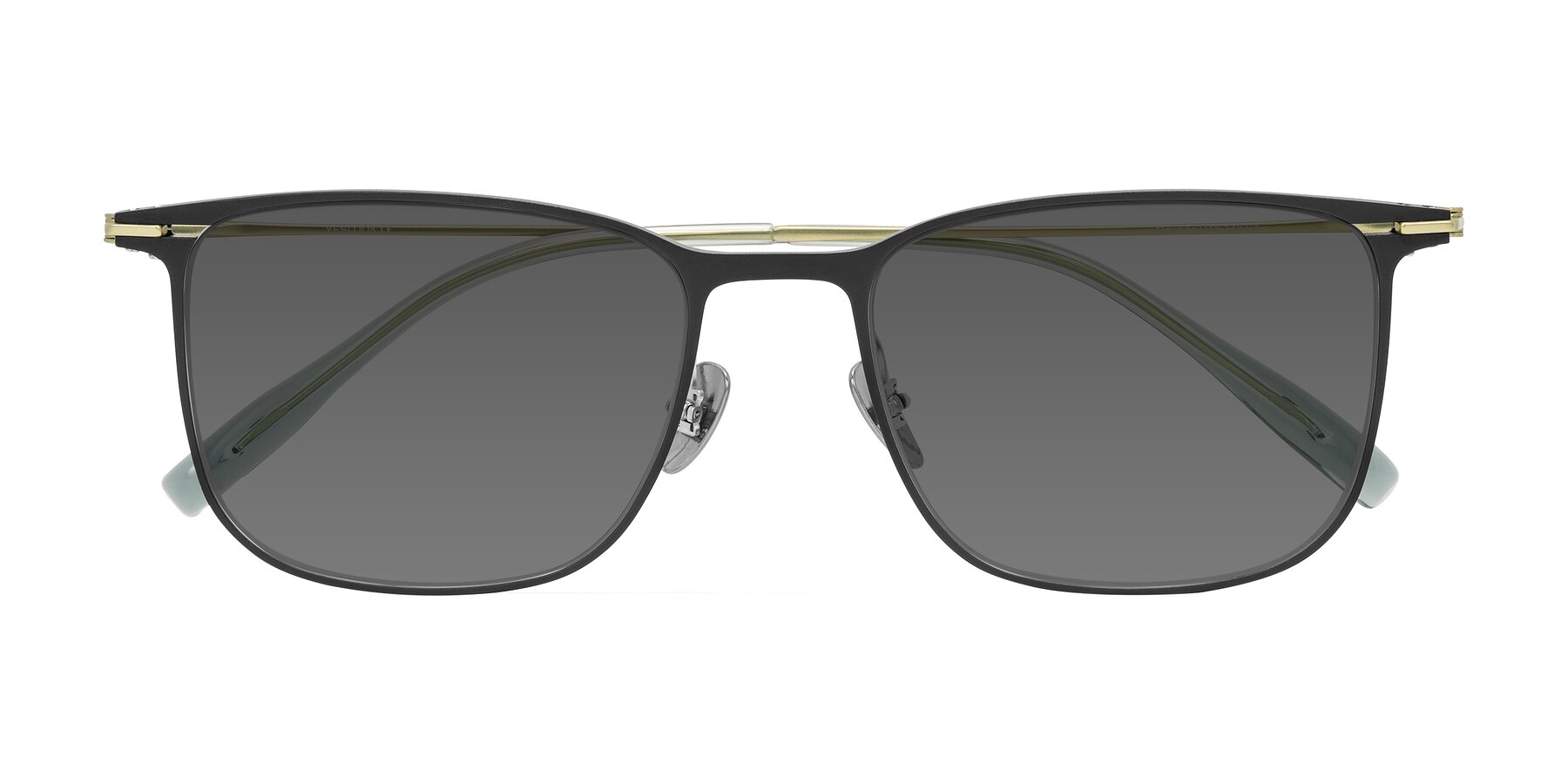 Folded Front of Moua in Black/Green with Medium Gray Tinted Lenses