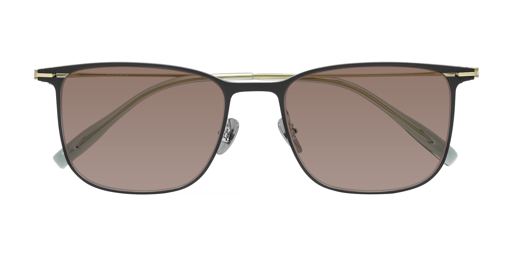 Folded Front of Moua in Black/Green with Medium Brown Tinted Lenses