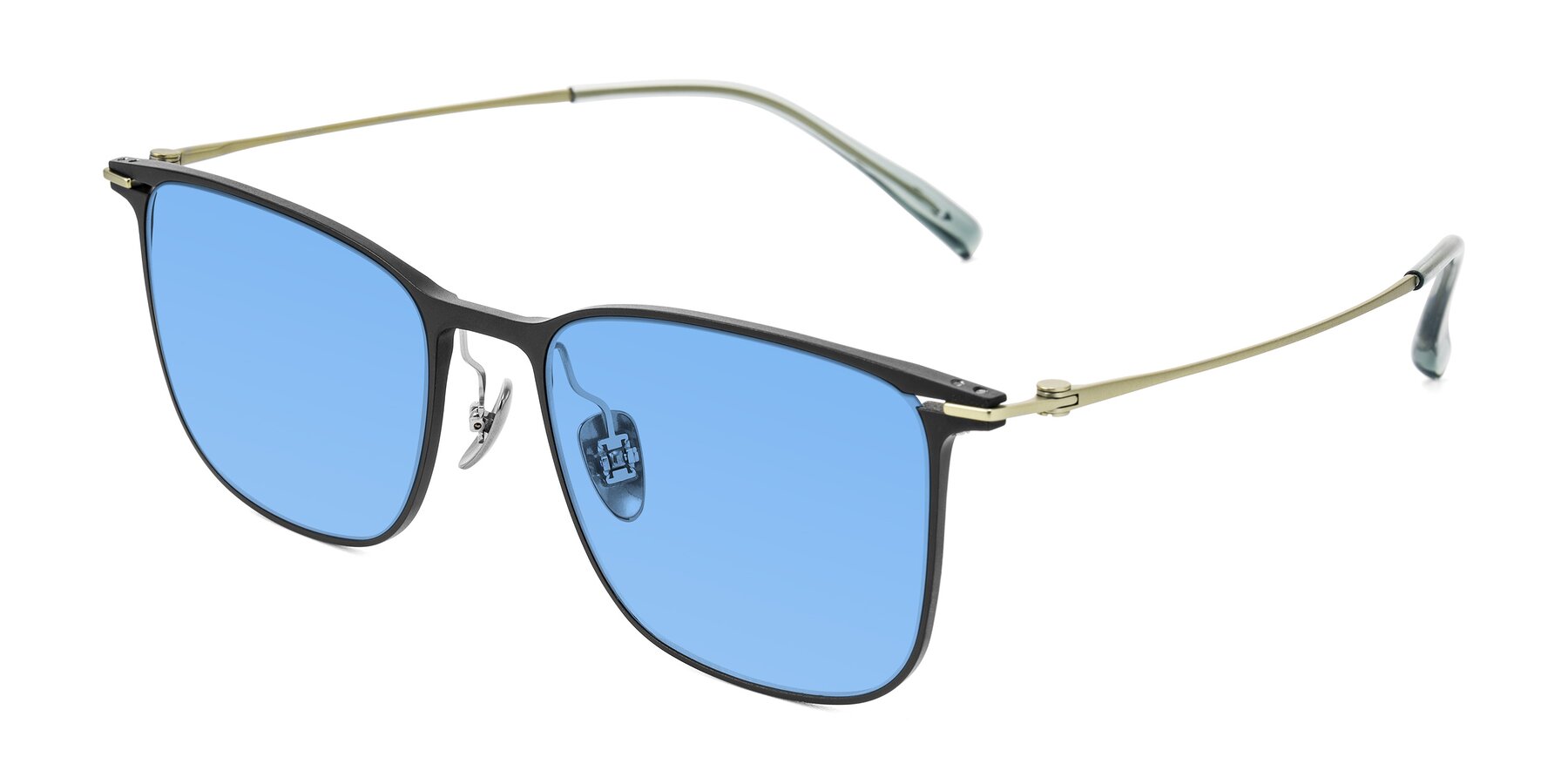 Angle of Moua in Black/Green with Medium Blue Tinted Lenses