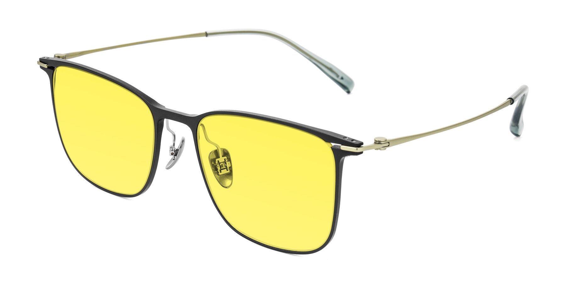 Angle of Moua in Black/Green with Medium Yellow Tinted Lenses