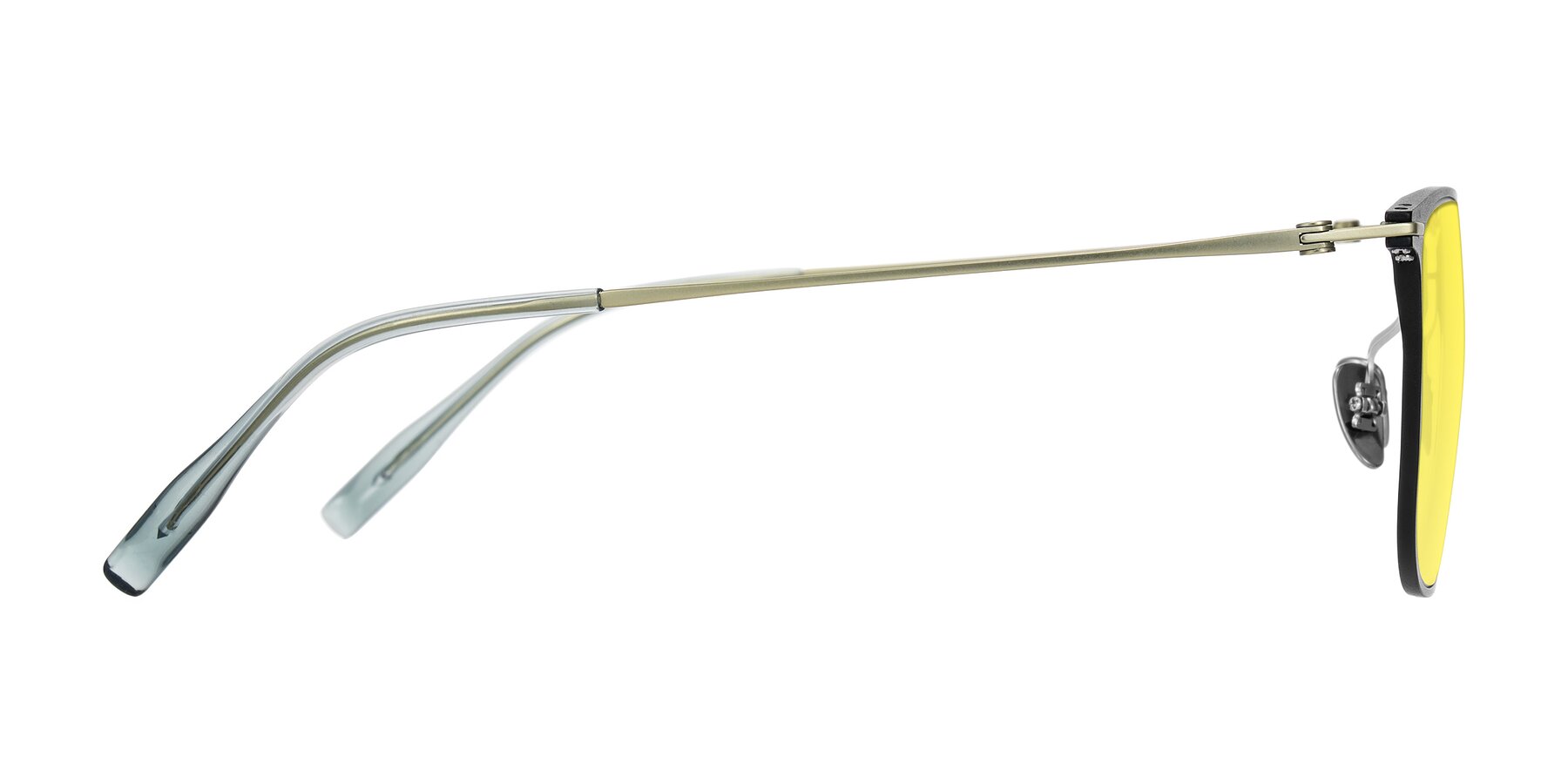 Side of Moua in Black/Green with Medium Yellow Tinted Lenses