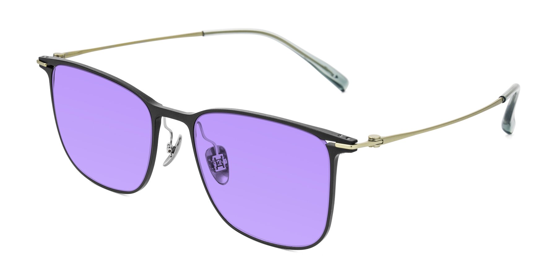 Angle of Moua in Black/Green with Medium Purple Tinted Lenses