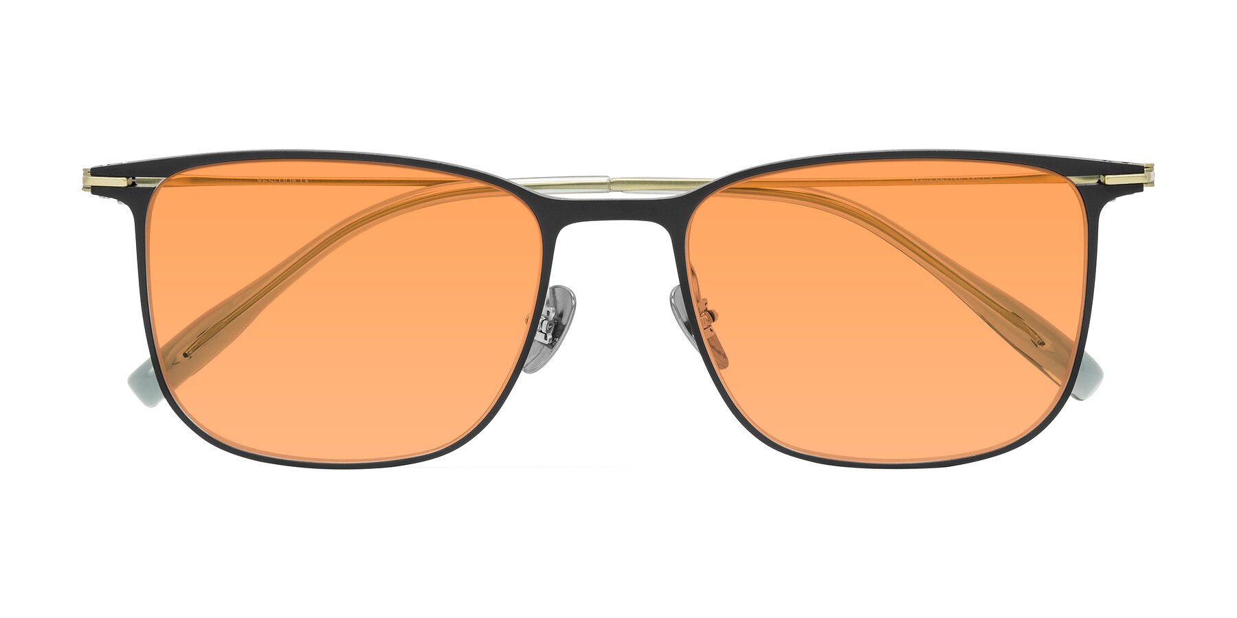 Folded Front of Moua in Black/Green with Medium Orange Tinted Lenses