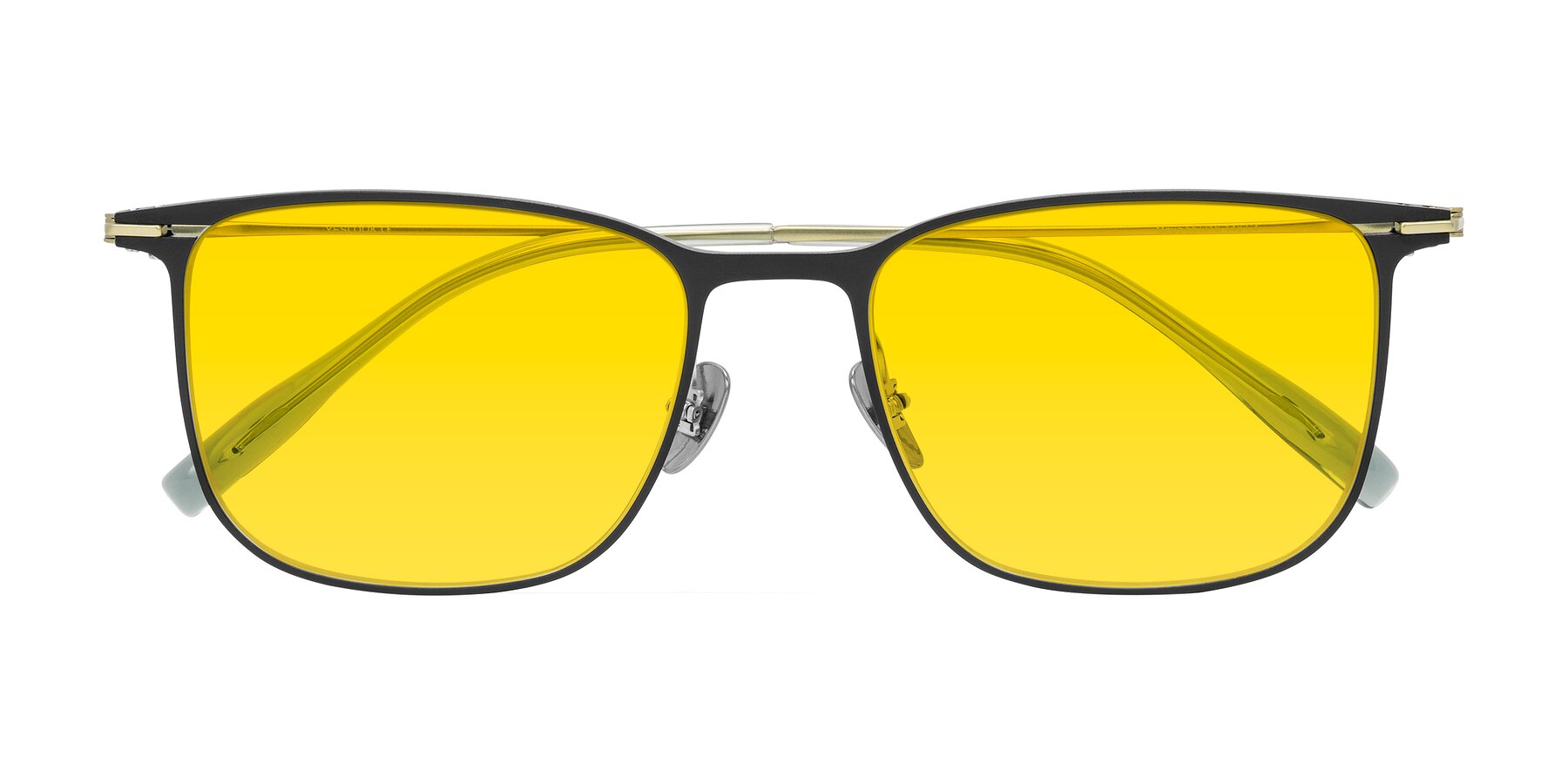 Folded Front of Moua in Black/Green with Yellow Tinted Lenses