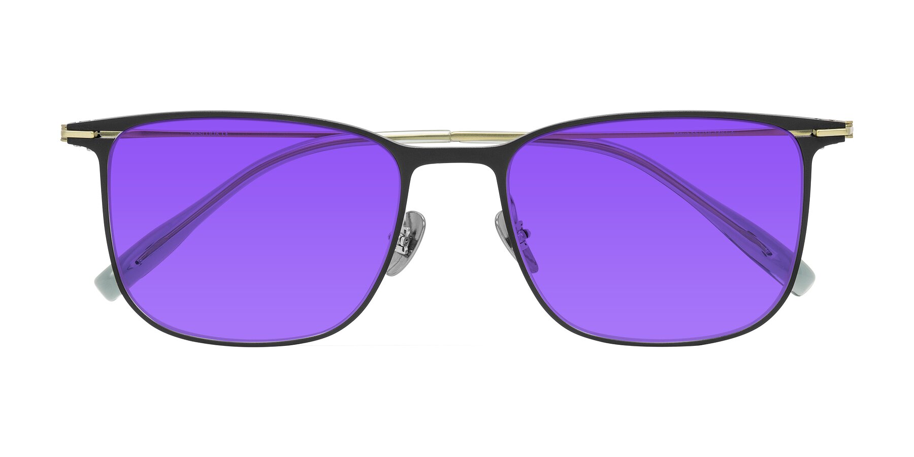 Folded Front of Moua in Black/Green with Purple Tinted Lenses