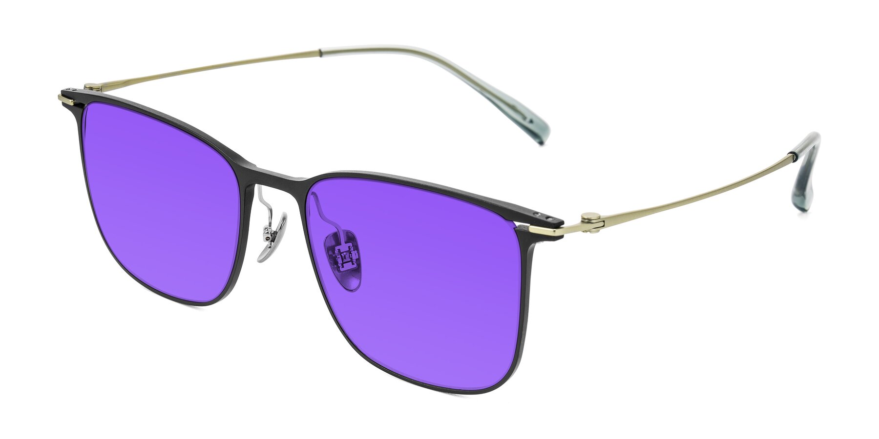 Angle of Moua in Black/Green with Purple Tinted Lenses
