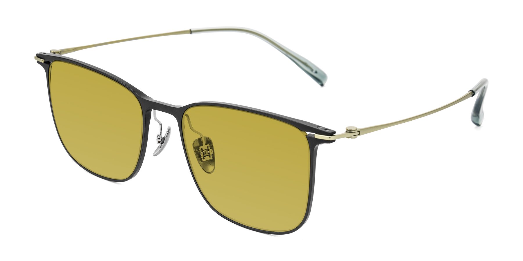 Angle of Moua in Black/Green with Champagne Tinted Lenses