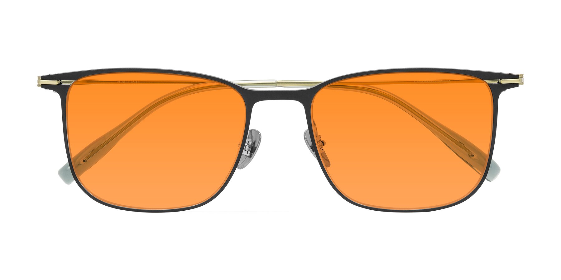 Folded Front of Moua in Black/Green with Orange Tinted Lenses