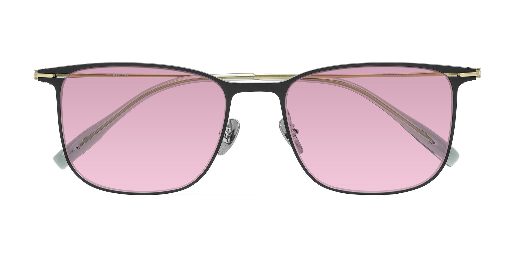 Folded Front of Moua in Black/Green with Light Wine Tinted Lenses