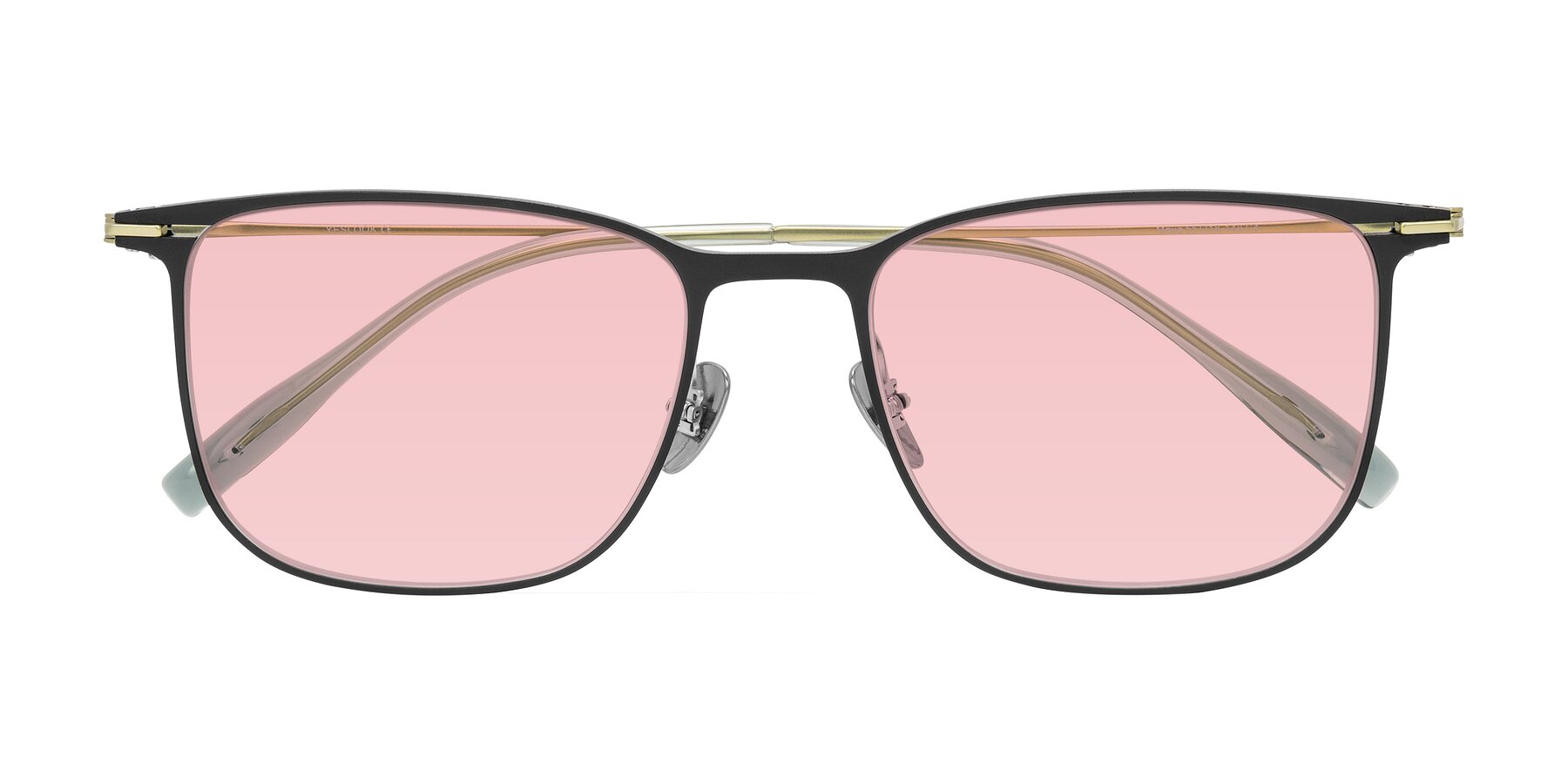 Folded Front of Moua in Black/Green with Light Garnet Tinted Lenses