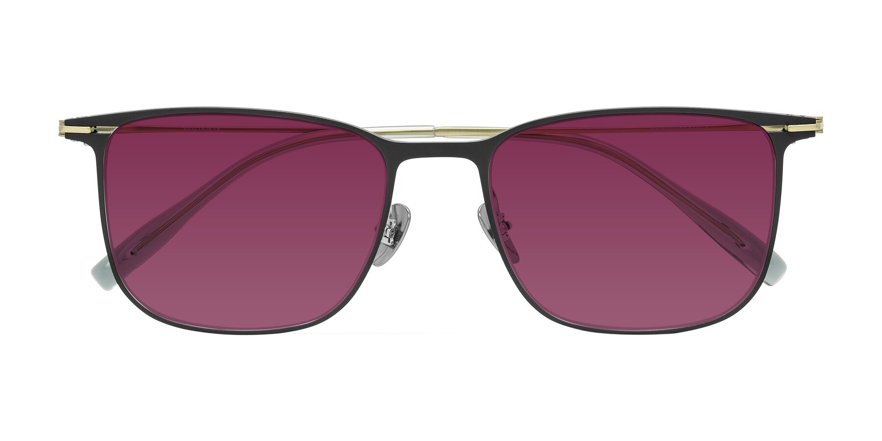 Folded Front of Moua in Black/Green with Wine Tinted Lenses