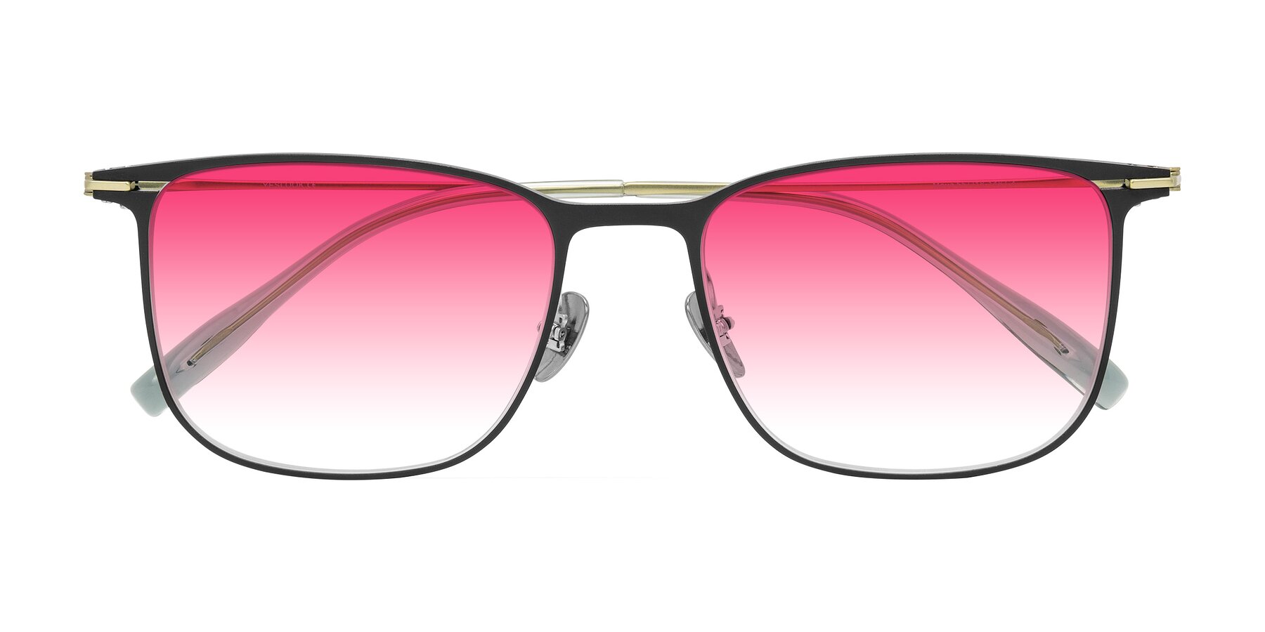 Folded Front of Moua in Black/Green with Pink Gradient Lenses