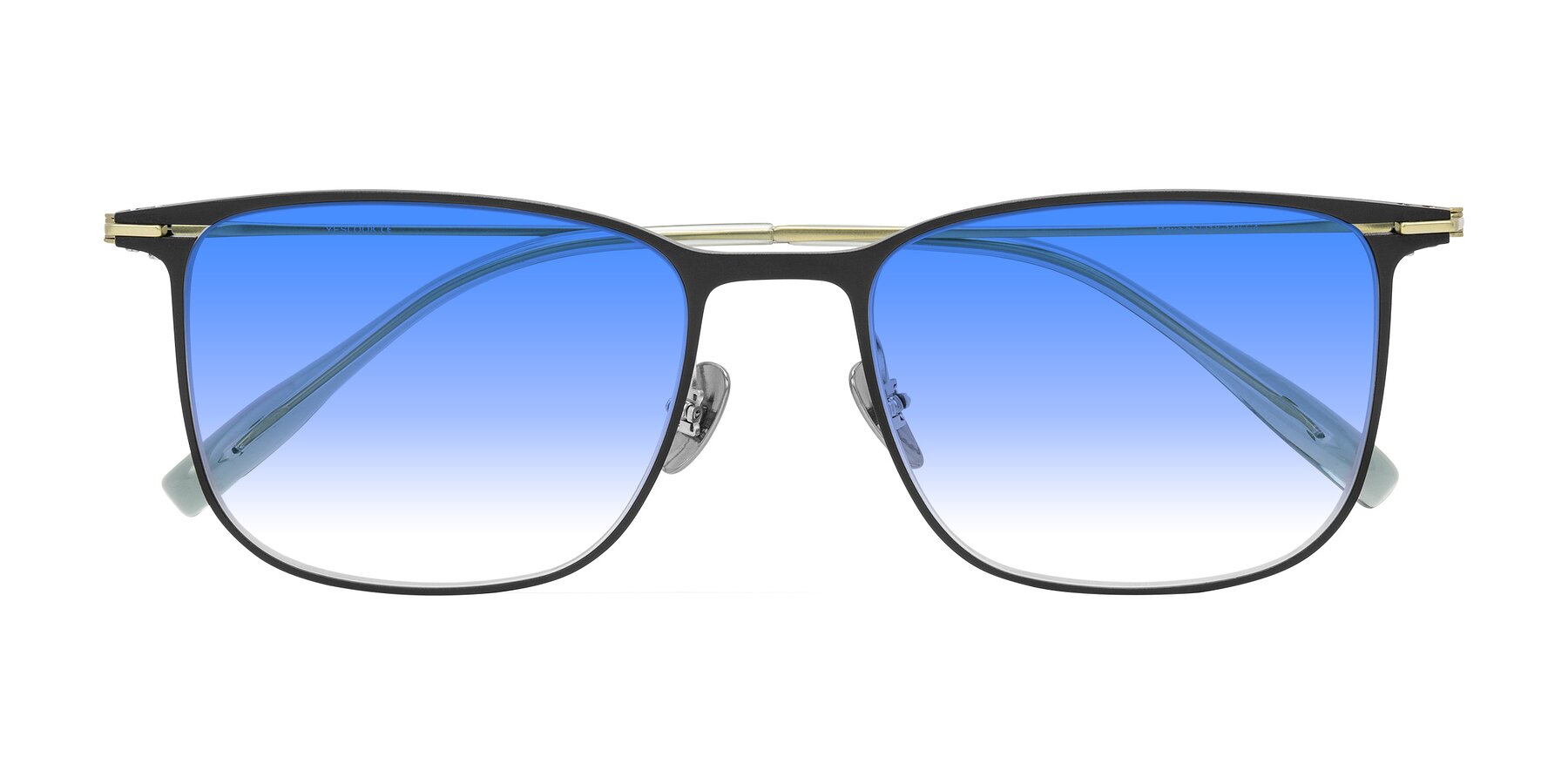 Folded Front of Moua in Black/Green with Blue Gradient Lenses