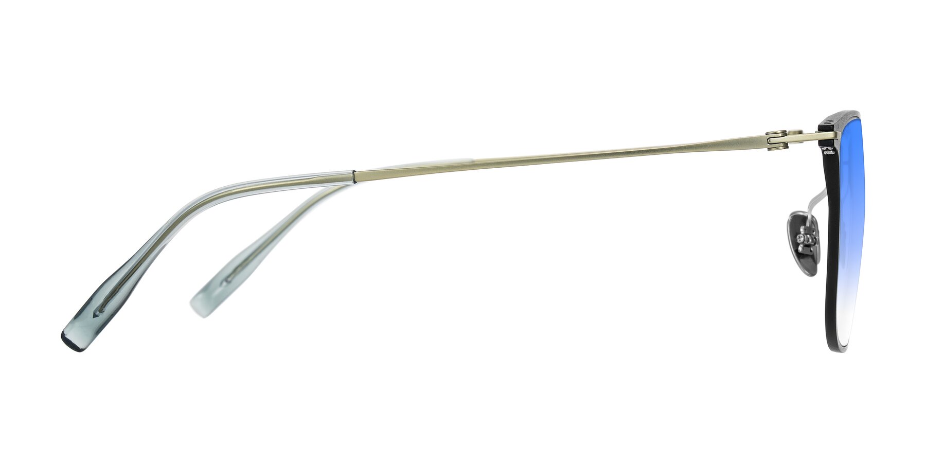 Side of Moua in Black/Green with Blue Gradient Lenses