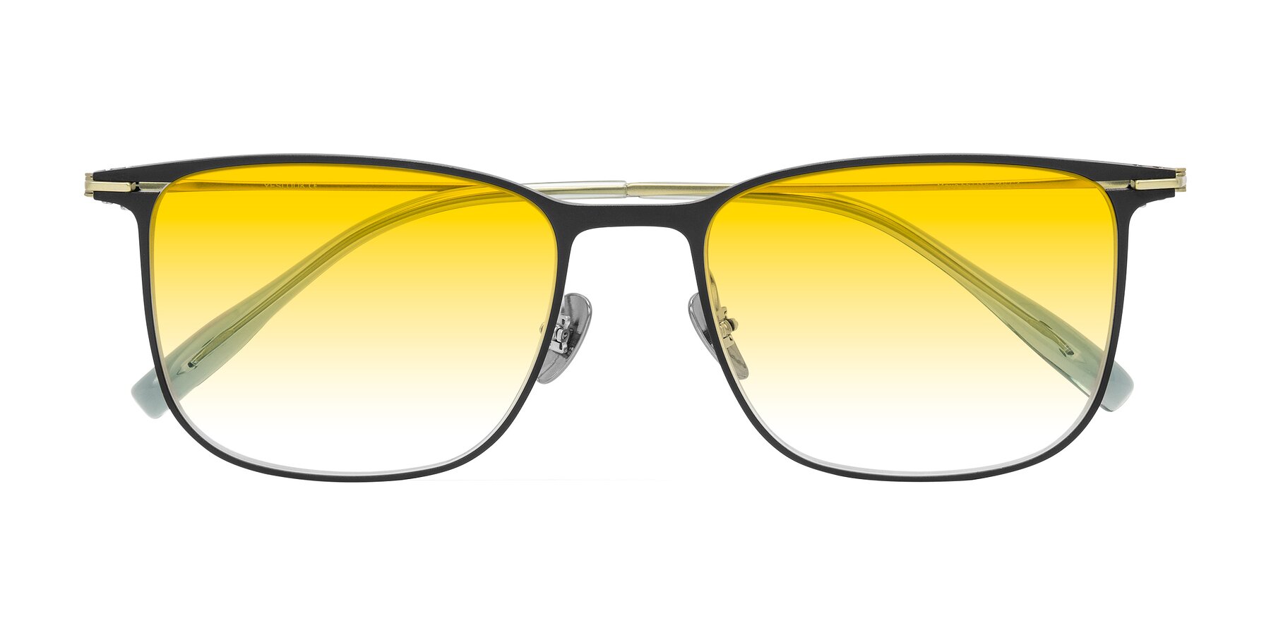 Folded Front of Moua in Black/Green with Yellow Gradient Lenses