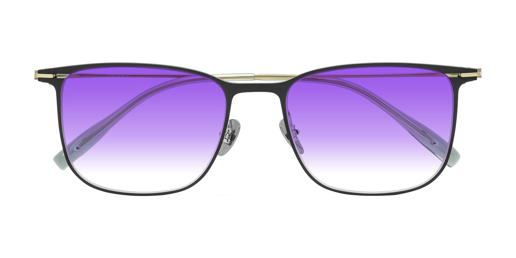 Folded Front of Moua in Black/Green with Purple Gradient Lenses