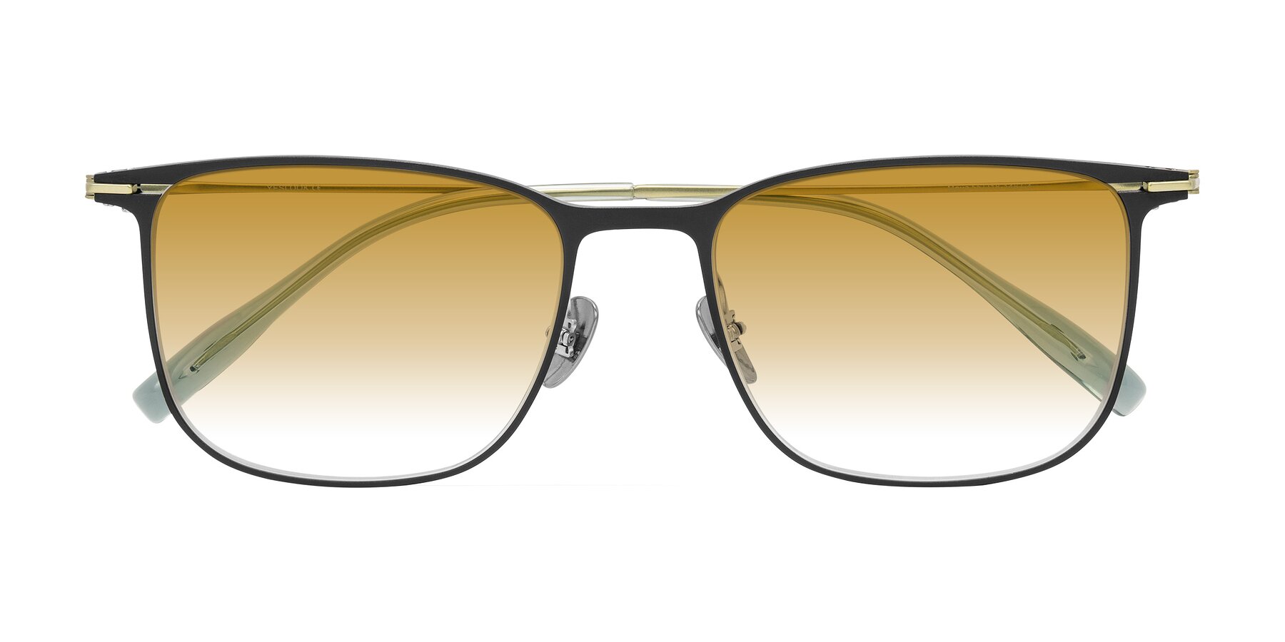 Folded Front of Moua in Black/Green with Champagne Gradient Lenses