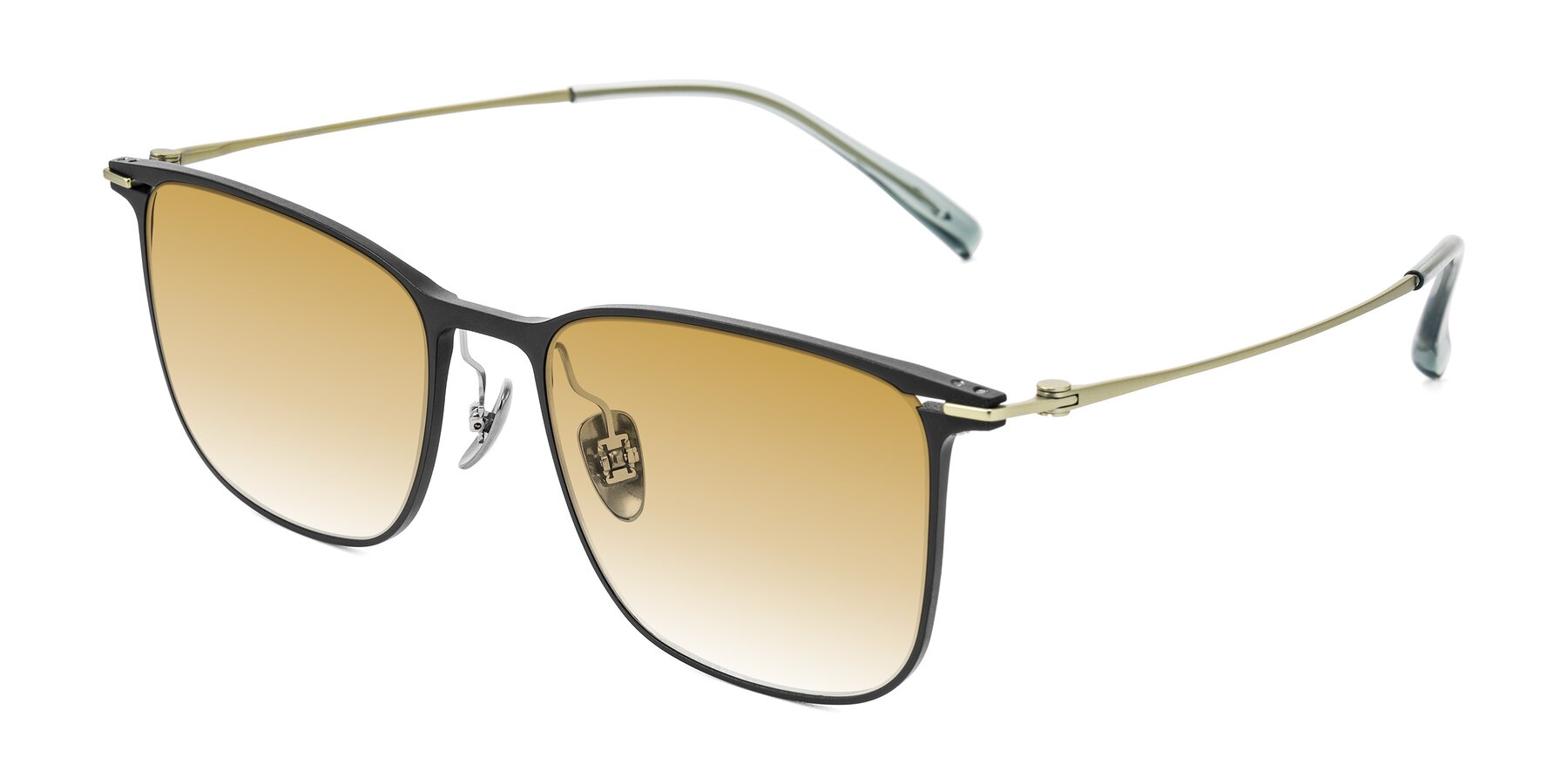 Angle of Moua in Black/Green with Champagne Gradient Lenses