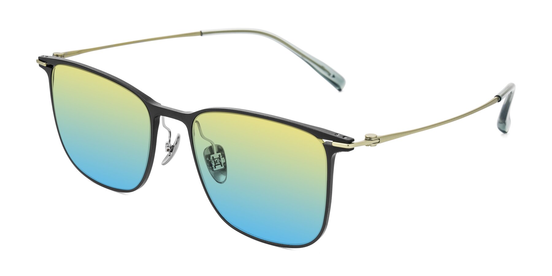 Angle of Moua in Black/Green with Yellow / Blue Gradient Lenses