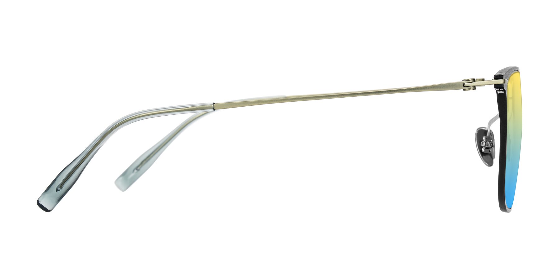 Side of Moua in Black/Green with Yellow / Blue Gradient Lenses