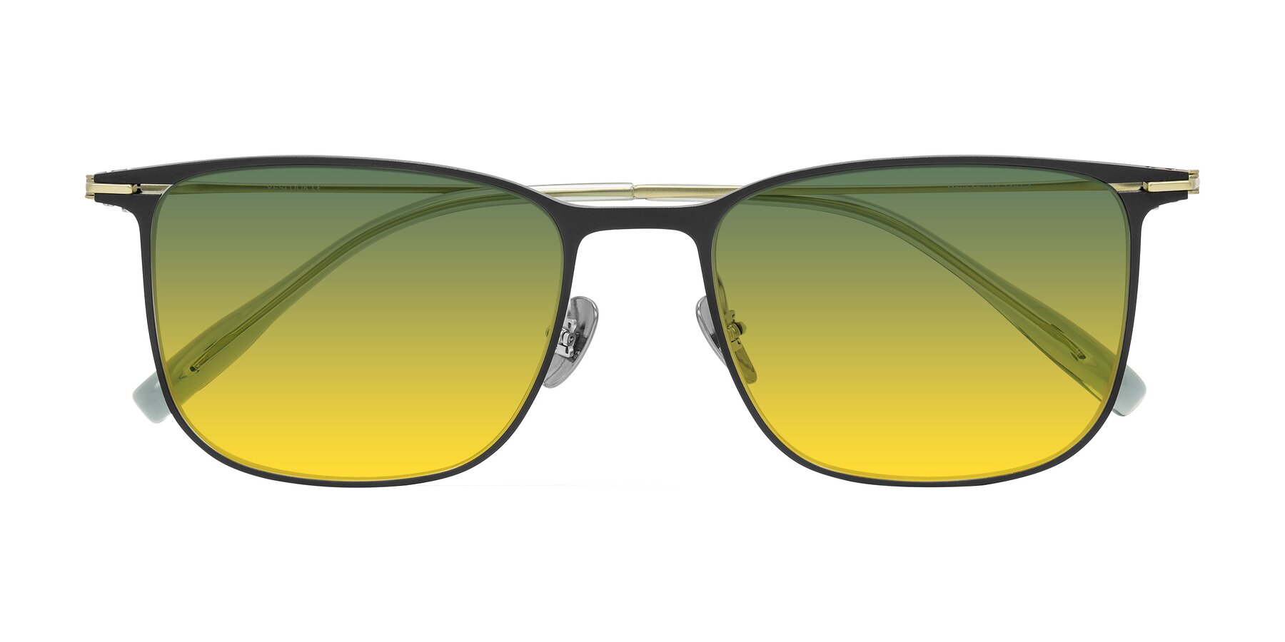 Folded Front of Moua in Black/Green with Green / Yellow Gradient Lenses
