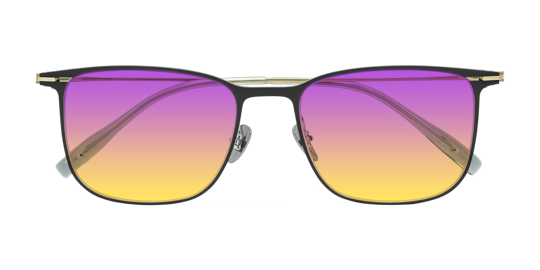 Folded Front of Moua in Black/Green with Purple / Yellow Gradient Lenses