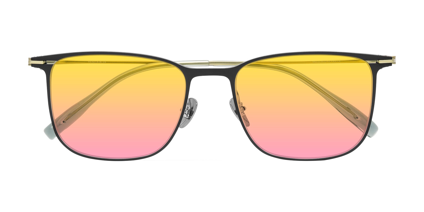 Folded Front of Moua in Black/Green with Yellow / Pink Gradient Lenses
