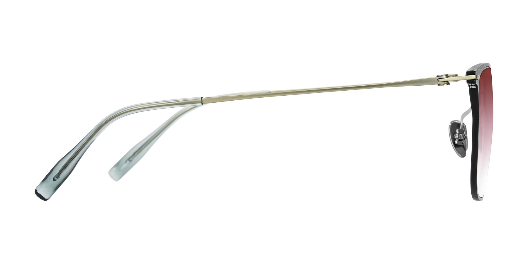 Side of Moua in Black/Green with Garnet Gradient Lenses