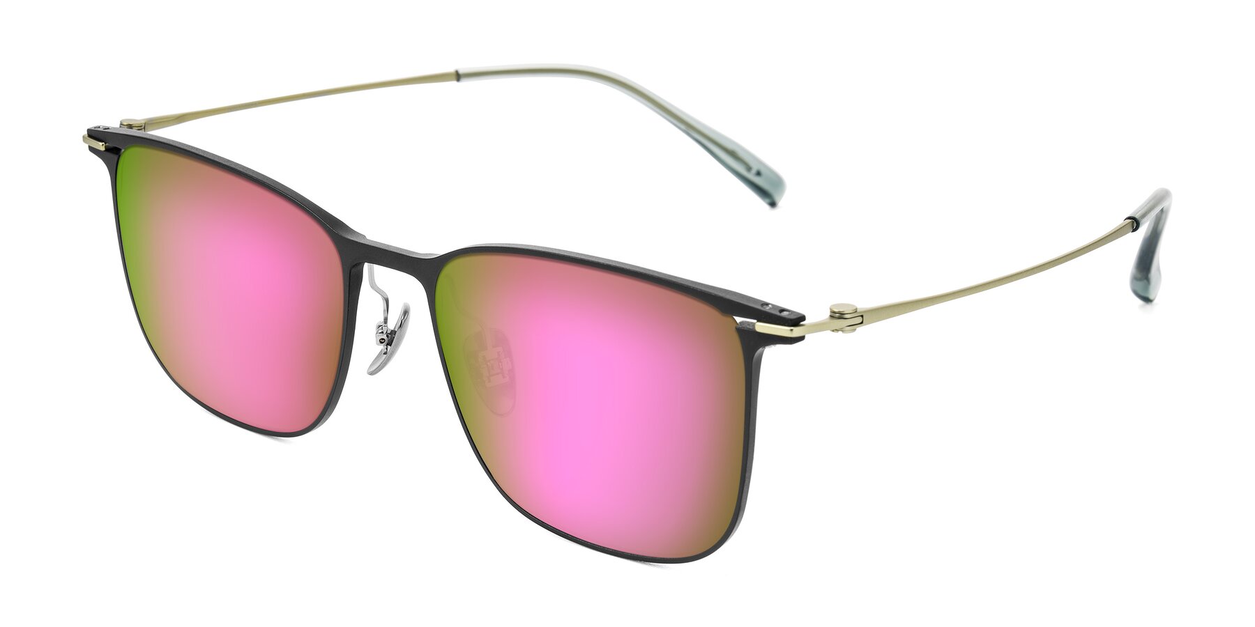 Angle of Moua in Black/Green with Pink Mirrored Lenses