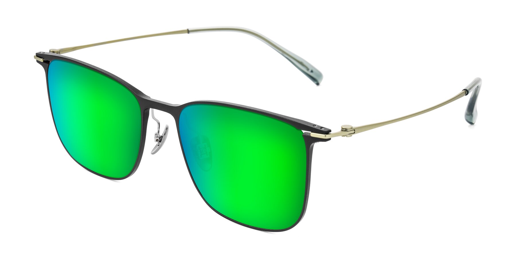 Angle of Moua in Black/Green with Green Mirrored Lenses