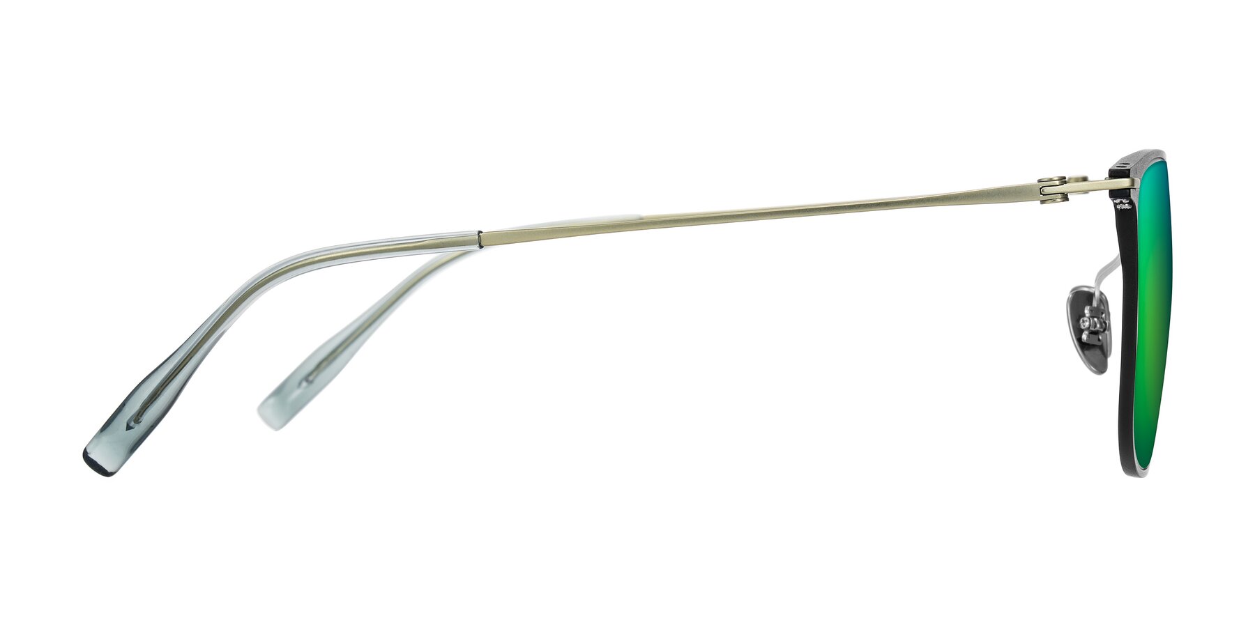 Side of Moua in Black/Green with Green Mirrored Lenses