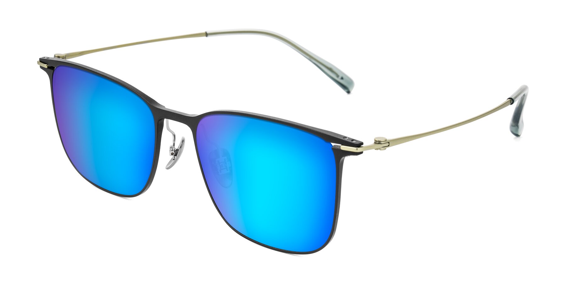 Angle of Moua in Black/Green with Blue Mirrored Lenses