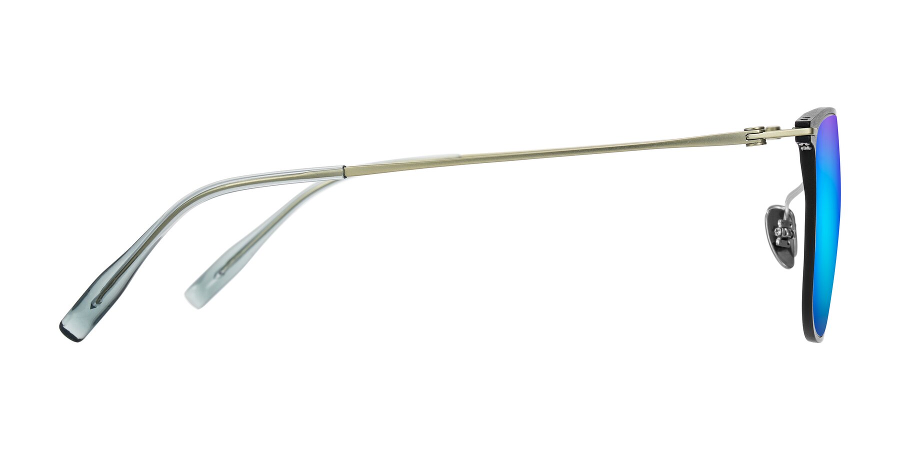 Side of Moua in Black/Green with Blue Mirrored Lenses
