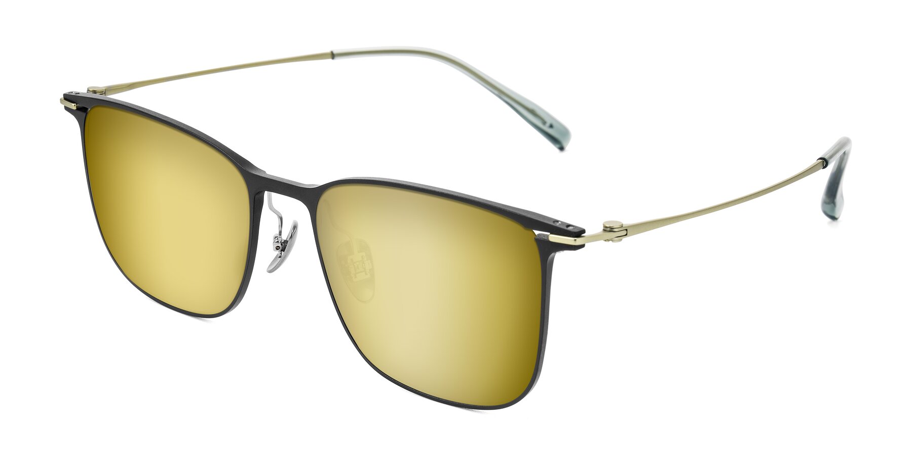Angle of Moua in Black/Green with Gold Mirrored Lenses