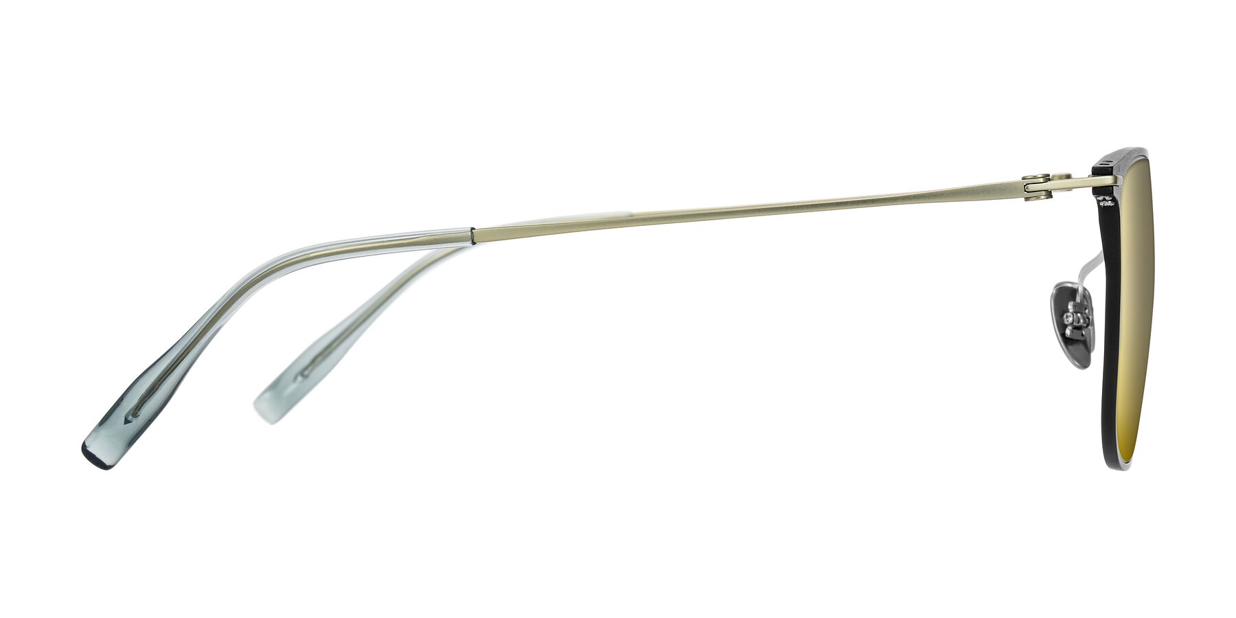 Side of Moua in Black/Green with Gold Mirrored Lenses