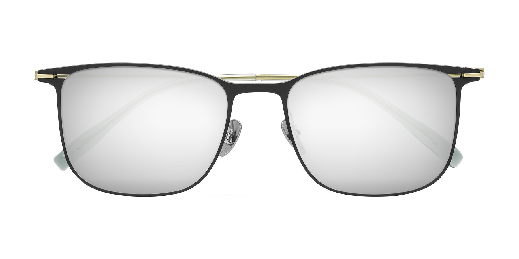 Folded Front of Moua in Black/Green with Silver Mirrored Lenses