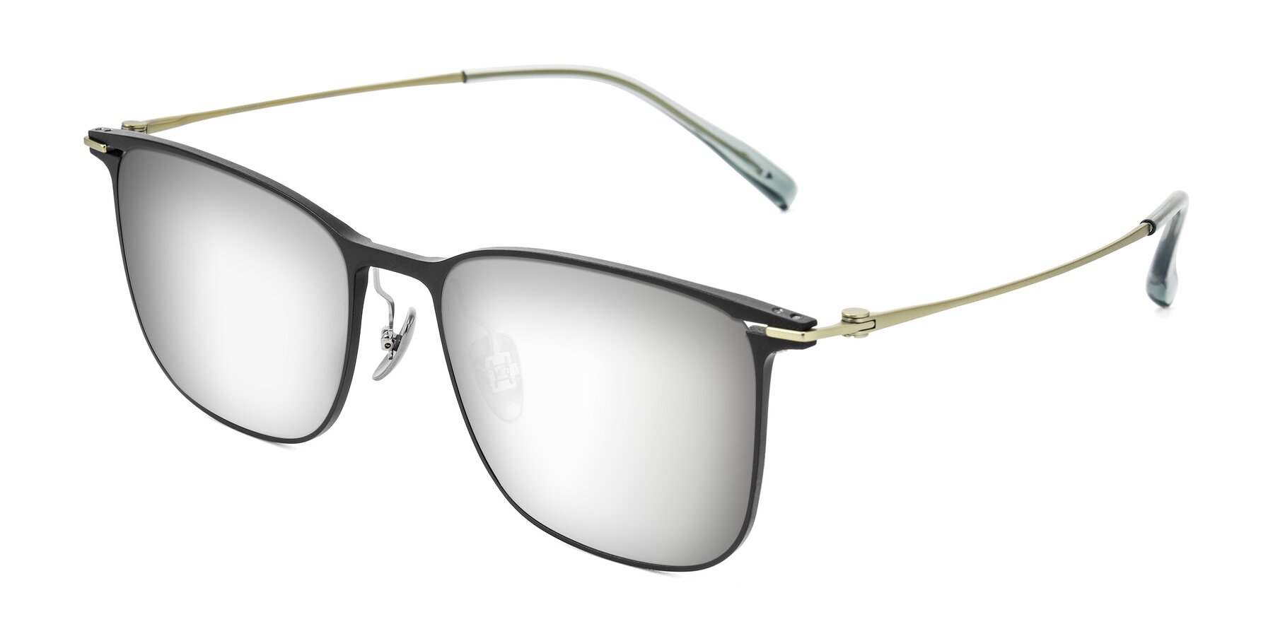 Angle of Moua in Black/Green with Silver Mirrored Lenses