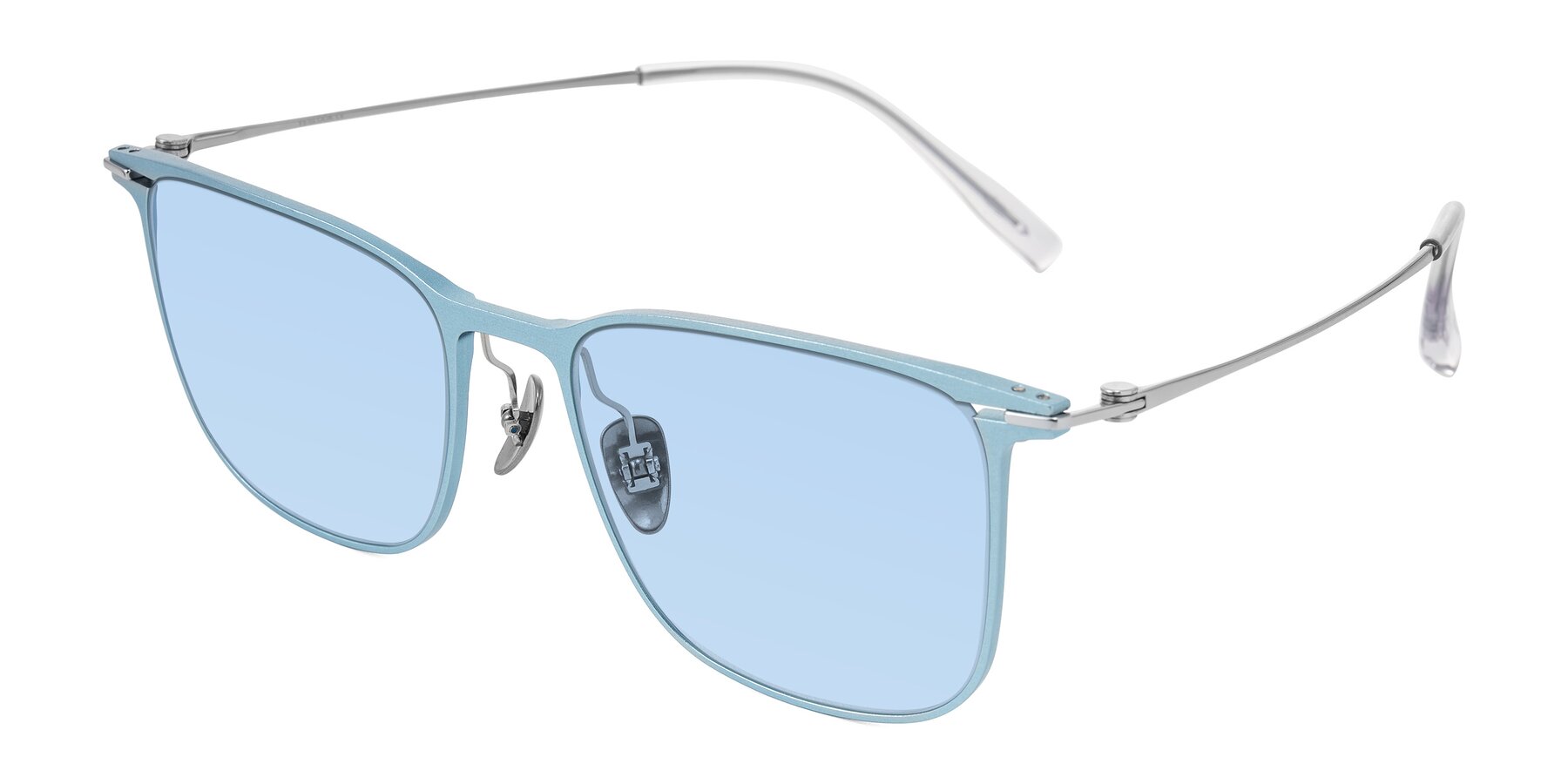 Angle of Moua in Pastel Blue/Silver with Light Blue Tinted Lenses