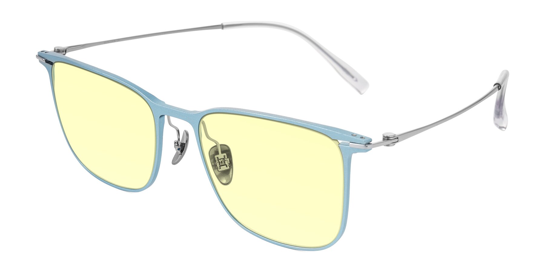 Angle of Moua in Pastel Blue/Silver with Light Yellow Tinted Lenses