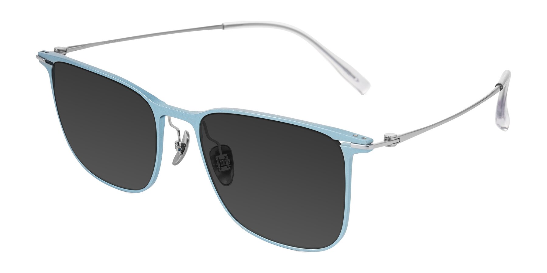 Angle of Moua in Pastel Blue/Silver with Gray Tinted Lenses